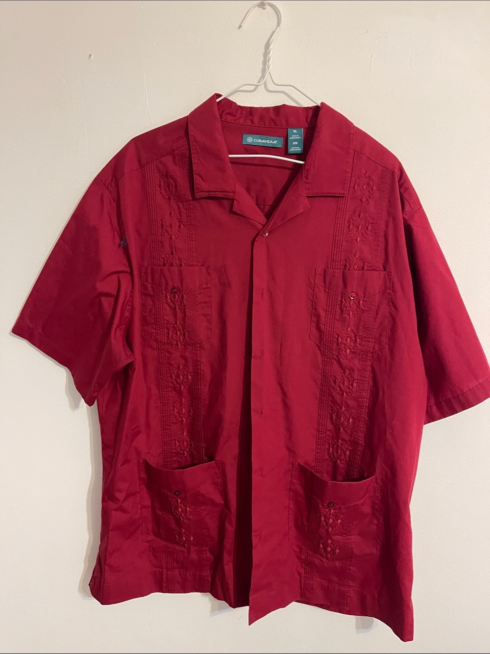 Cubavera Red Short-Sleeve Guayabera Shirt